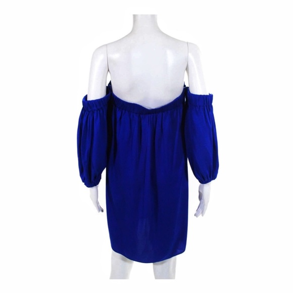 Sold ! Milly cobalt blue off the shoulder silk dress - Picture 3 of 7